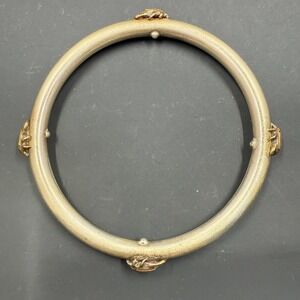 Stephen Dweck Bronze Scarab Bangle Bracelet 2.75" Inner, 3" Outer Diameter